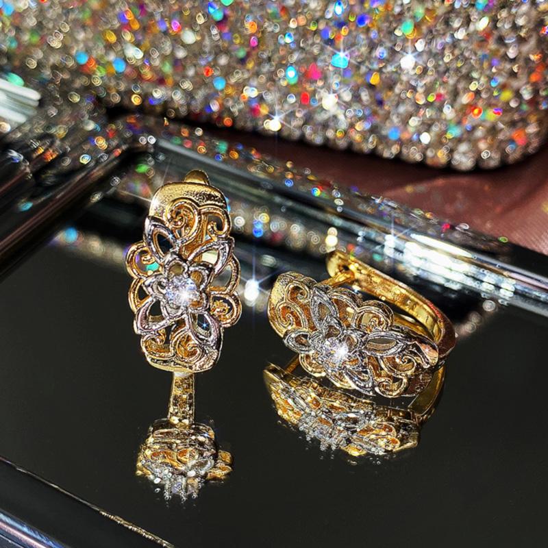 BELLA BOX Vintage Flower Hoop Rings For Women Retro Dance Party Daily Wear Temperament Sweet Female Accessories Hot Jewelry