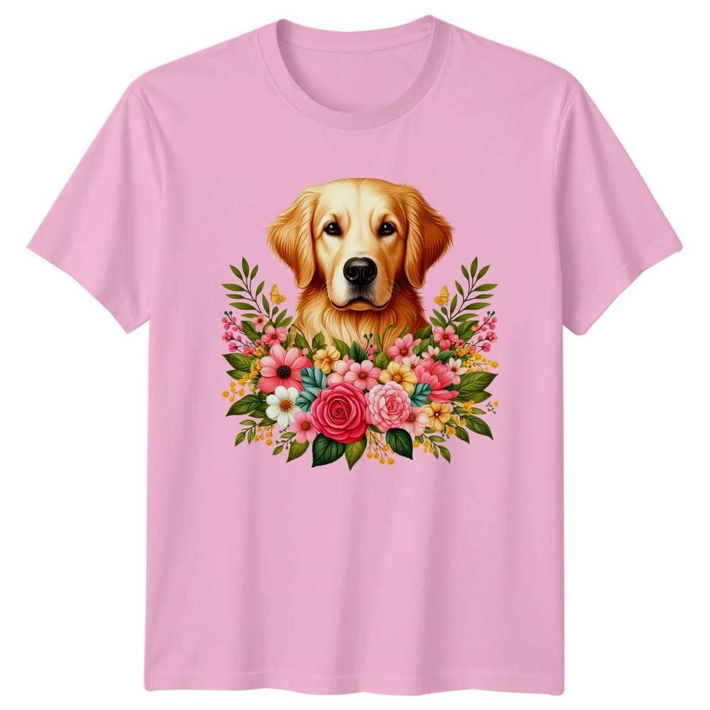 Golden Retriever Dog Floral Art Pet Unisexs TShirt Golden Retriever Dog Mom Pets