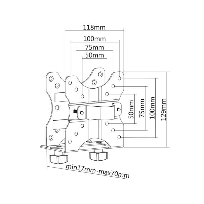 Support D'ordinateur À Client Mince - Ewent - Fixation VESA - Noir - 12 Cm