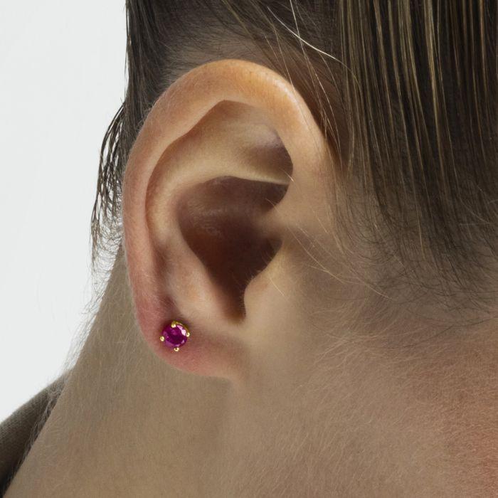 Boucles d'oreilles - Luxenter - Otieno - Argent 925 - Zirconium rubis - Or 18K