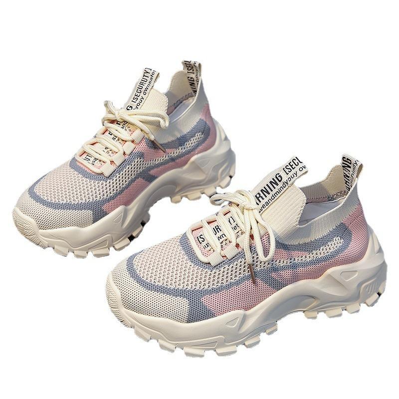 Platform dad shoes women's new fly-woven breathable sports shoes trendy casual women's shoes