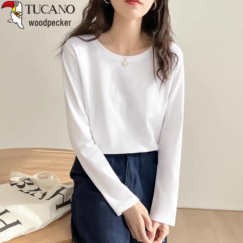 Woodpecker Women's Pure Cotton Long Sleeve Round Neck T-Shirt