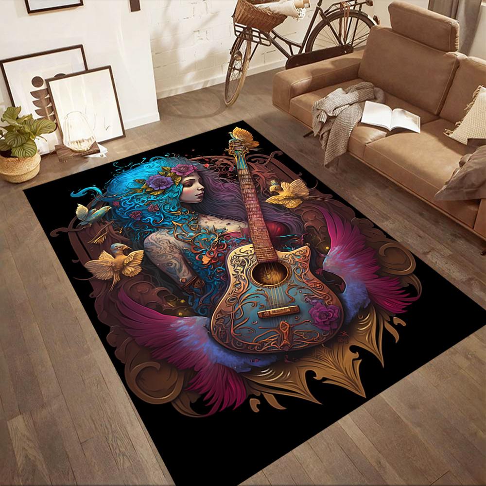 Fantasy Guitar Artwork Floor Mats for Living Room, Bedroom and Room Decoration Are Suitable for Gifts.