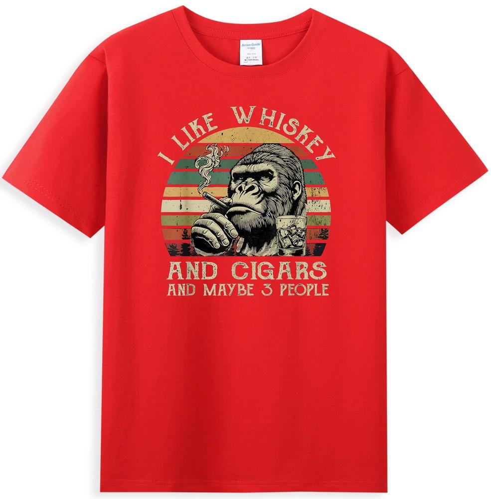 I Like Whiskey And Cigars Funny Gorilla Monkey Smoking Unisexs TShirt S
