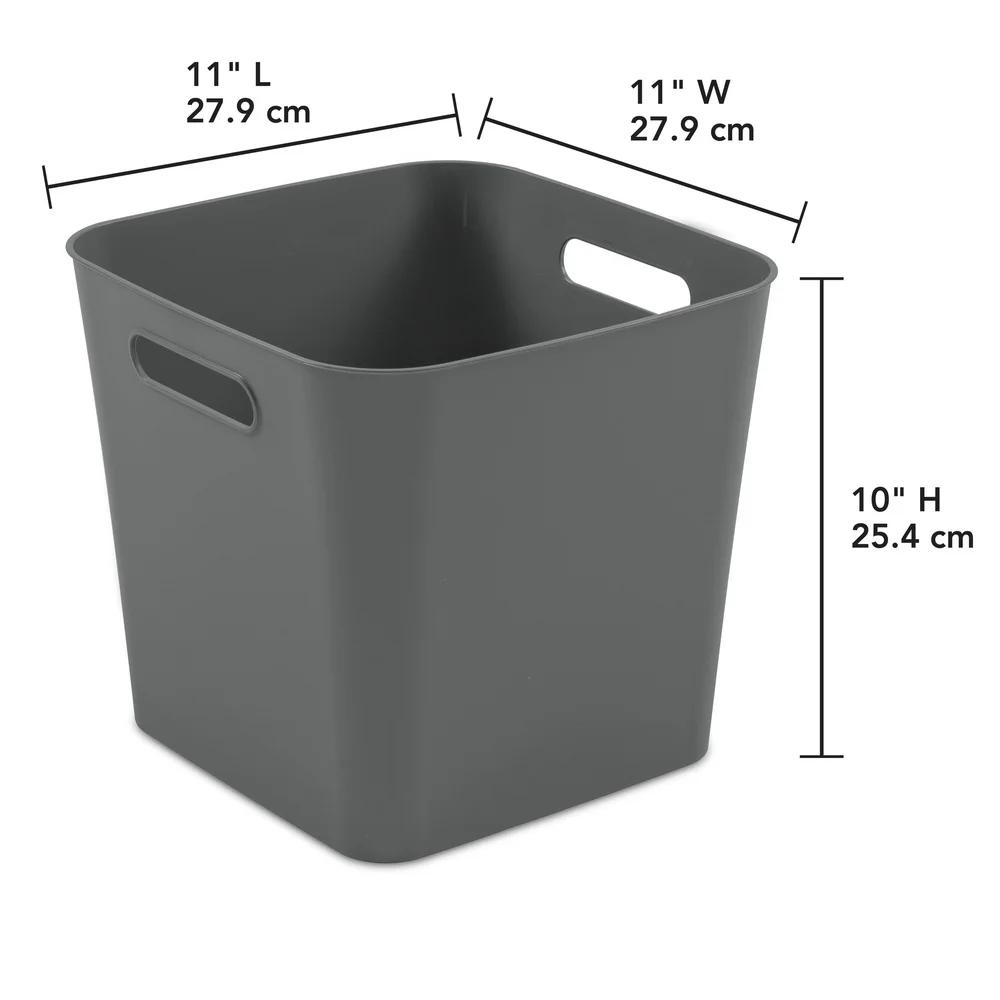 3 Pack Plastic Cube Storage Bins Decorative Organizers with Handles Closet Bathroom Office Playroom Easy Access BPA Free Storage