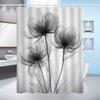 1Pc Elegant Floral Print Shower Curtain, High-End Sheer Floral Pattern, Washable Polyester Bathroom Decor With Hooks