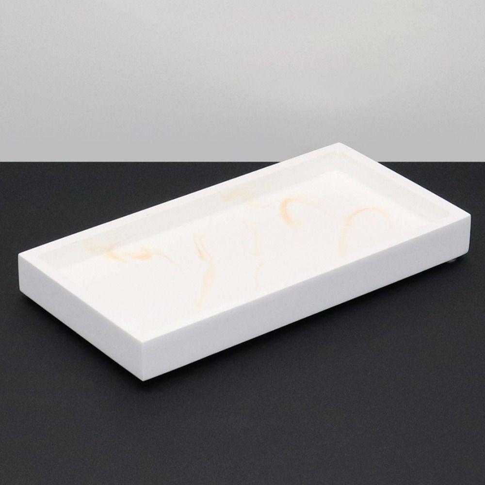 Luxury Marble Patterned Bathroom Counter Tray Resin Rectangular Soap Dispenser Tray Kitchen Countertop Organizer
