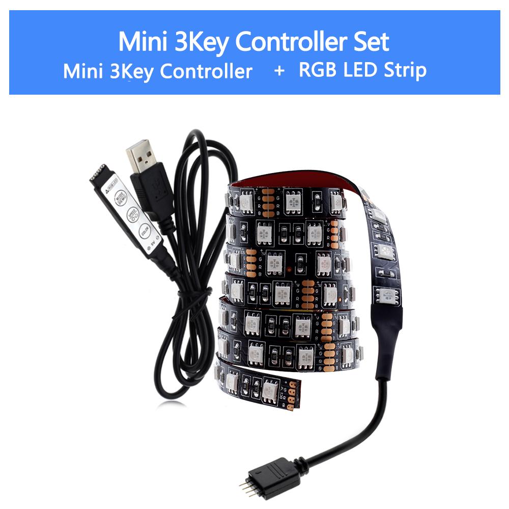 5V USB TV Blackground светодиодные полосы света 5050 60led/м RGB DIY светильник с mini3key контроллером – купить по низким ценам в интернет-магазине Joom