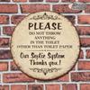1pc Funny Vintage Round Tin Sign Please Do Not Throw Anything Other Than Toilet Paper Into The Toilet Septic System Plaque
