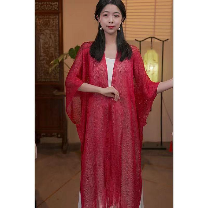 Summer Tassel Cape: Hollowed-Out Sun Protection Knitted Shawl for Parties & Travel