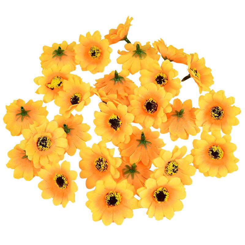 100 Stück 4,5 cm Mini Seiden-Sonnenblume Künstliche Blumenkopf für Hochzeitsparty Heimdekoration DIY Kranz Scrapbooking Kunstblumen