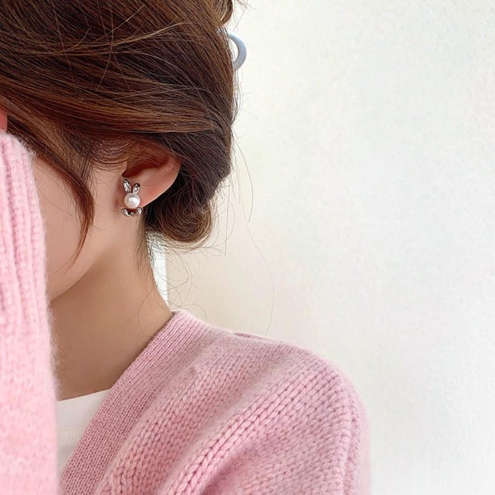Cute Rabbit Ear Studs Simple Ladies Pearl Earrings Accessories Rabbit Earrings  Jewelry Gifts