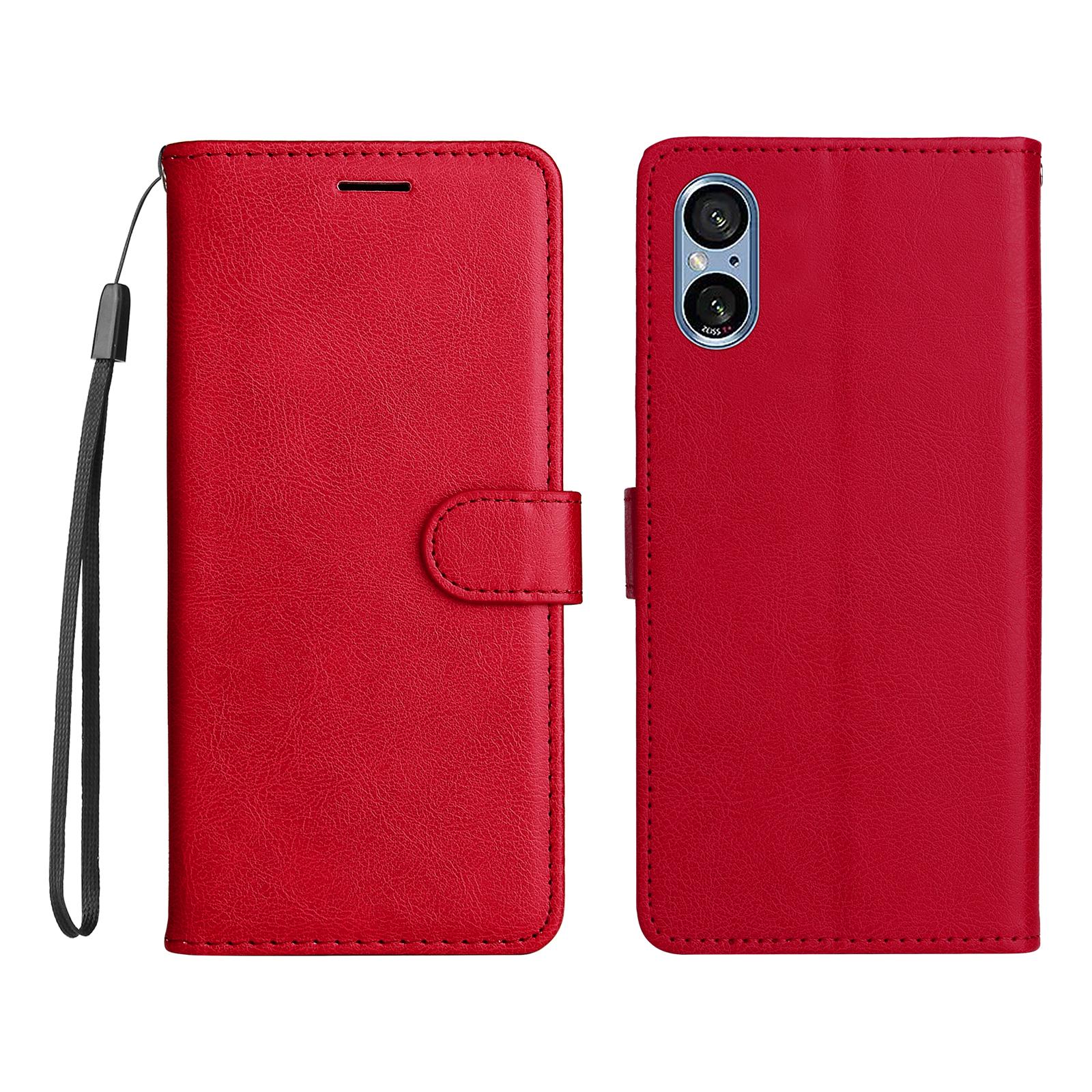 

For Sony Xperia 10 VI Leather Wallet Case with Strap Solid Color Phone Stand Cover