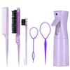 6pcs/Set Comb Brush Set Hairdressing Spray Bottle Hair Braiding Loop Pointed Rat Tail Comb Edge Fixed Mouse Control Brush