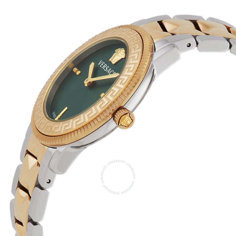 Versace V Tribute Quartz Green Dial Two Tone Ladies Watch Ve2p00522