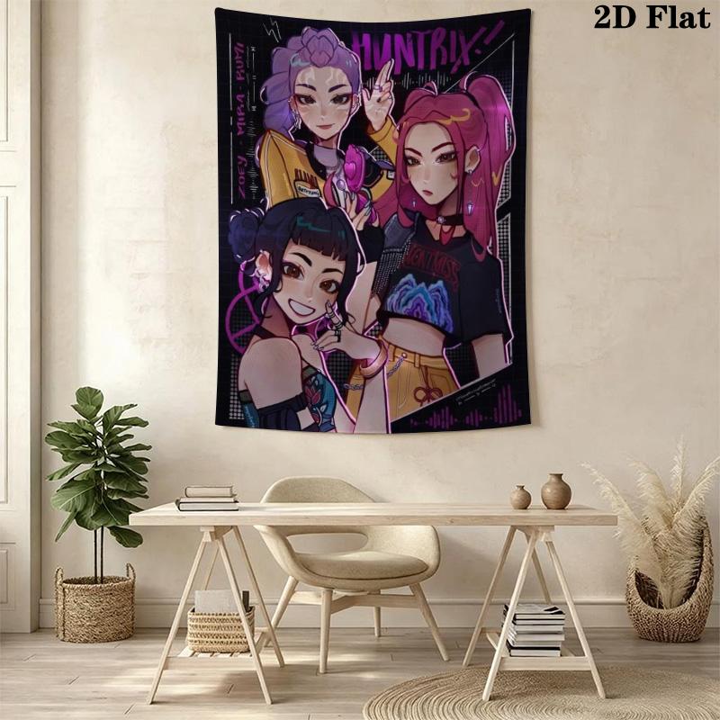 Playful Cartoon Girl Expression Set Tapestry Wallmounted Background Cloth Wall Covering Decoration Home Decor Background Cloth
