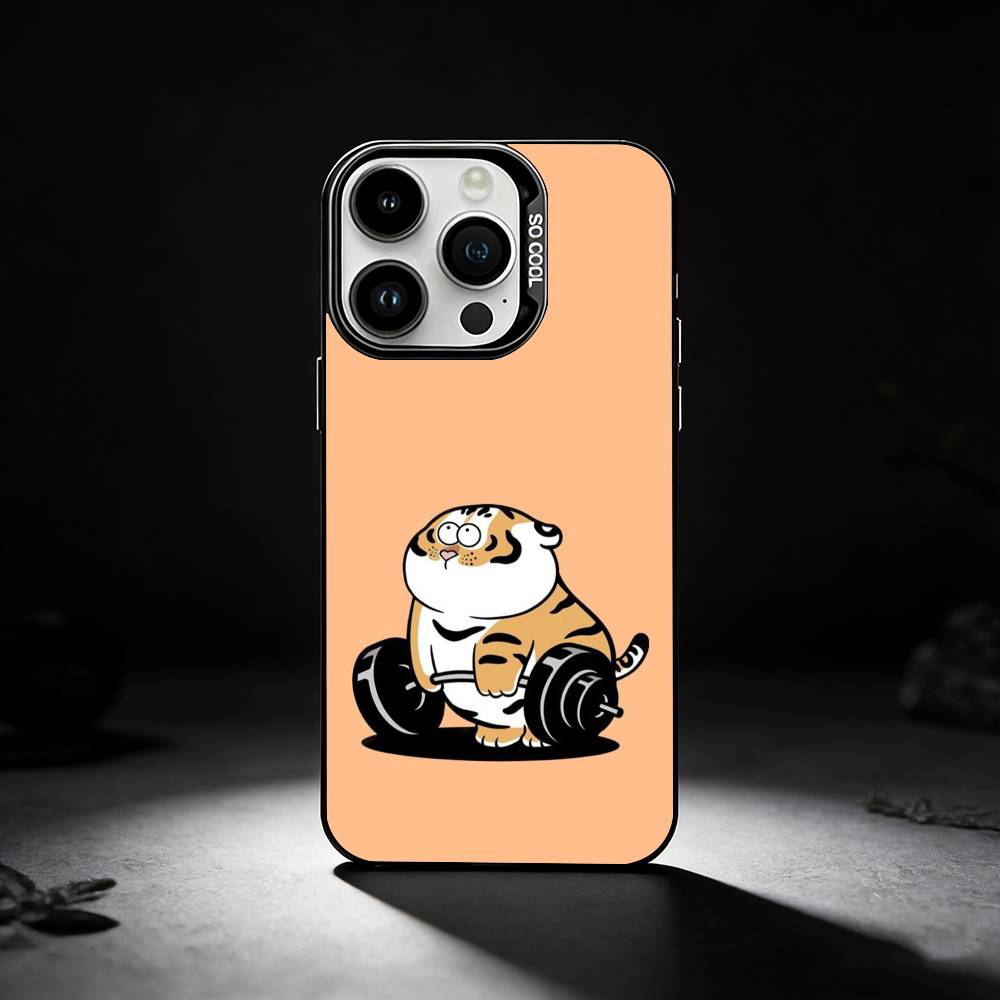 Fat T-Tiger Phone Case For iPhone 17,16,15,14,13,12,11 Plus,Pro Max,XS,Colored silver phone case
