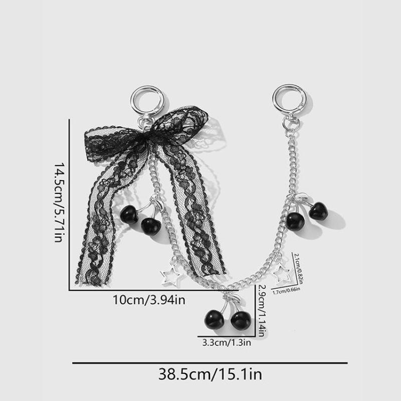 Versatile Bow Cherry Keychain For Women Trendy Bag Chain Creative Cute Bag Pendant Decoration Accessories Gifts