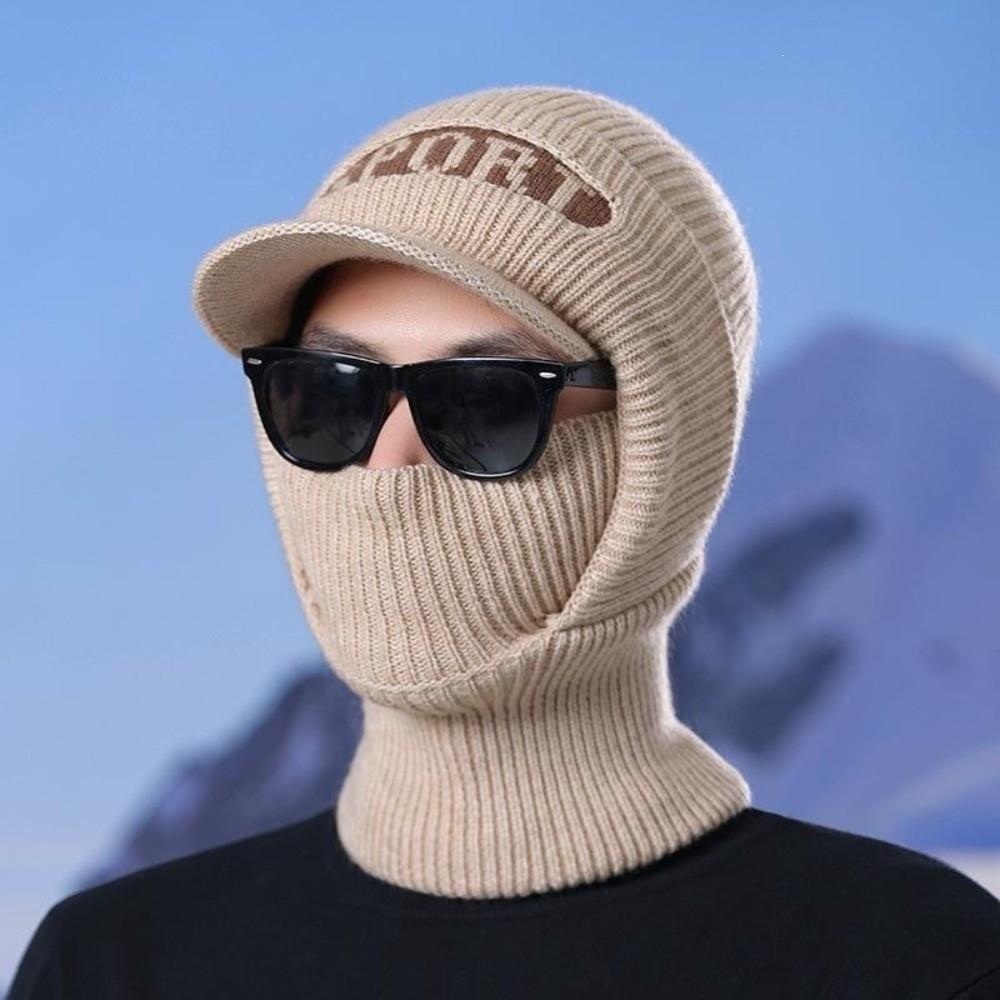 Knit Sturmhaube mit Schirm Dicke Thermische Wintermütze Vollgesichtsabdeckung Hut Für den Außenbereich