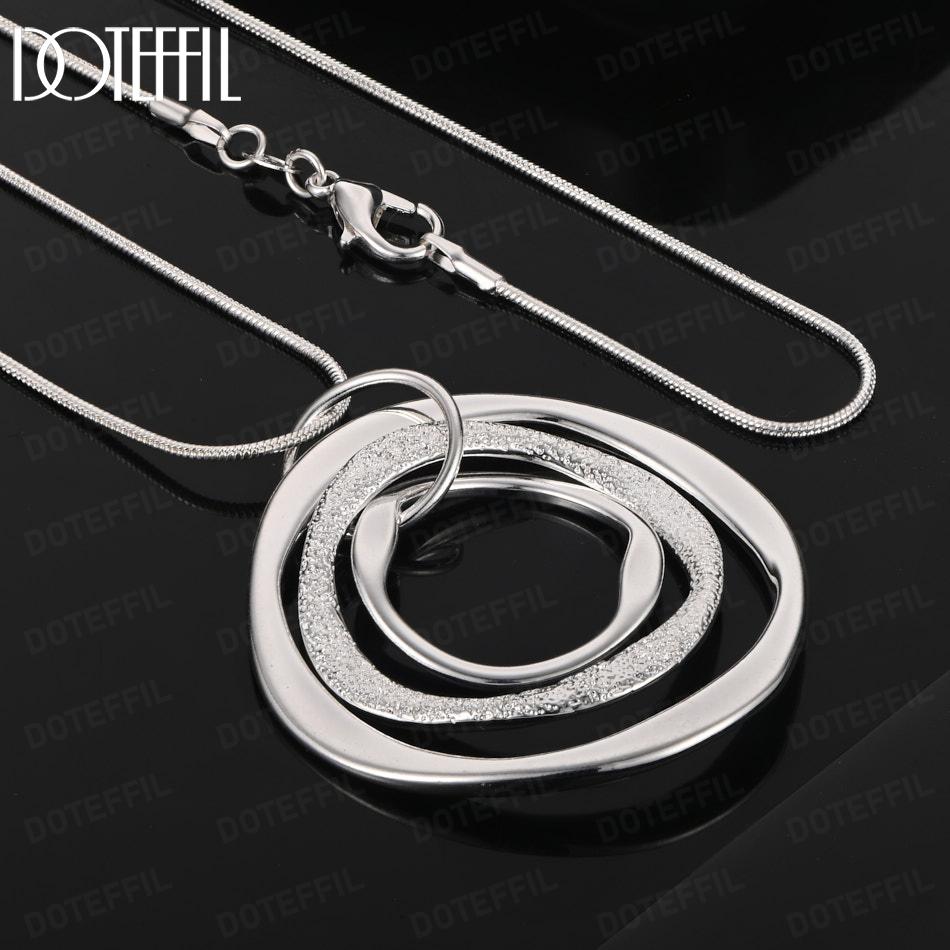 Свадебное украшение из стерлингового серебра 925 пробы, ожерелье с подвеской-кругом 45CM