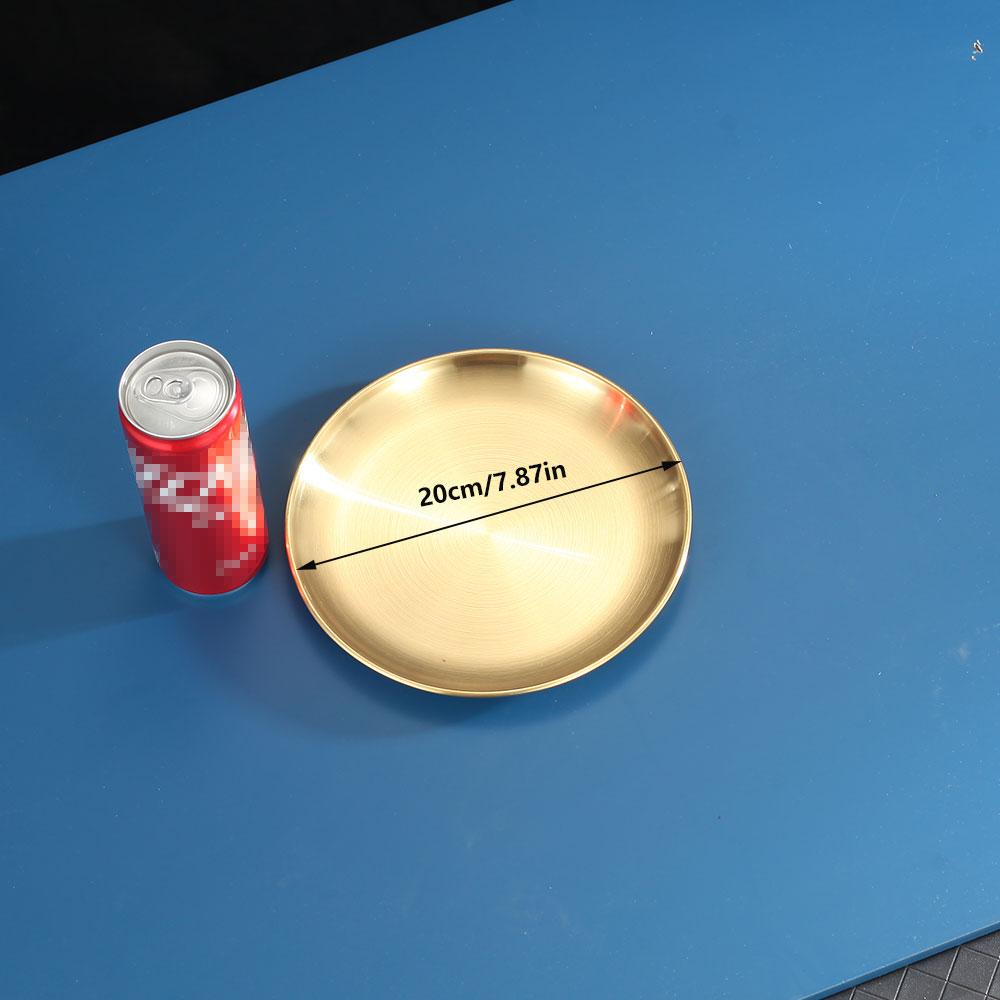 1pc Stainless Steel Plate Round Tray Vegetable Dish Plate Barbecue Restaurant Supplies Bone Dish Plate Decorative Dining Tray Fo