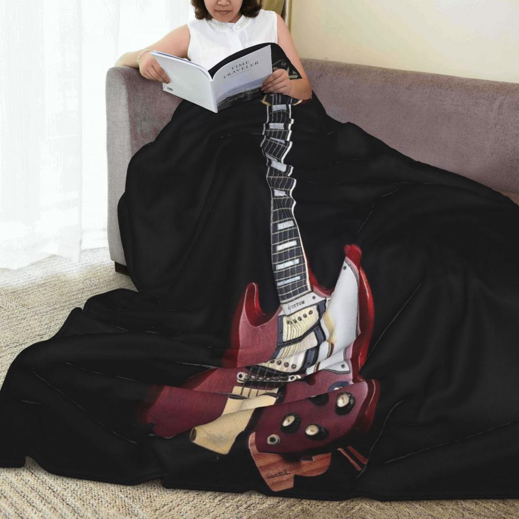 Electric Guitar 3D Classical Guitar  Blankets Fleece Sofa Throw Blanket Lightweight for Couch Bedding Travel Throws Bedspread