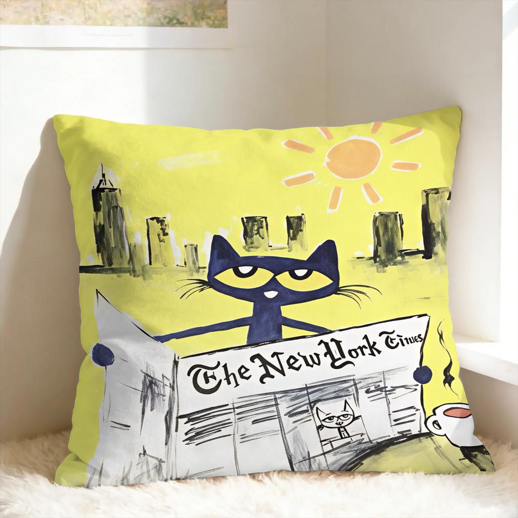 Pillow Cover P-Pete The Cat Funny Pillow Case For Sofa Home Decor Pillowcases