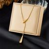 Gold Teardrop Lariat Necklace Adjustable Snake Bone Chain Necklace for Women Minimalist Jewelry