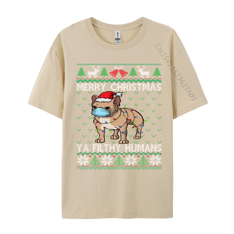 Merry Christmas Frenchie Dog Ugly Christmas French Bulldog TShirts High Quality Cotton TShirt Brand New Cool