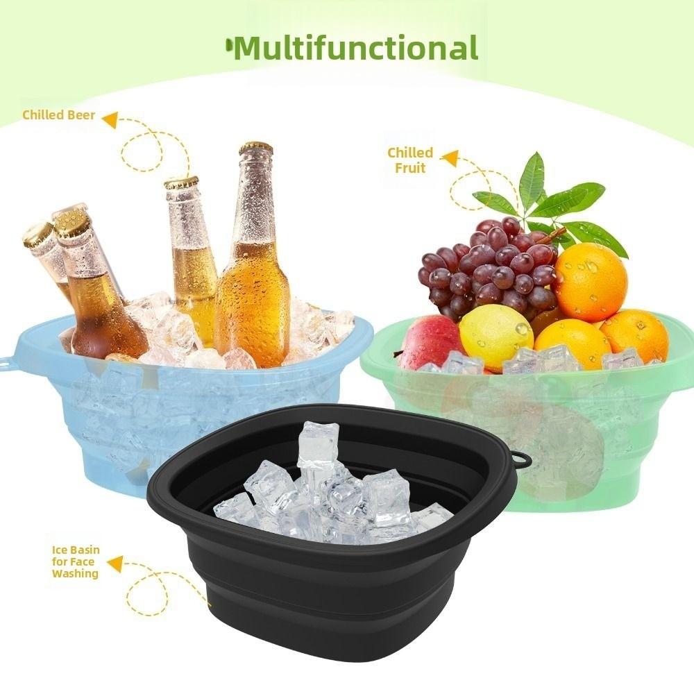 Multifunctional Foldable Face Ice Bath Bowl Silicone Built-in Ice Tray Portable Ice Basin Skincare Washbasin for Women Girls
