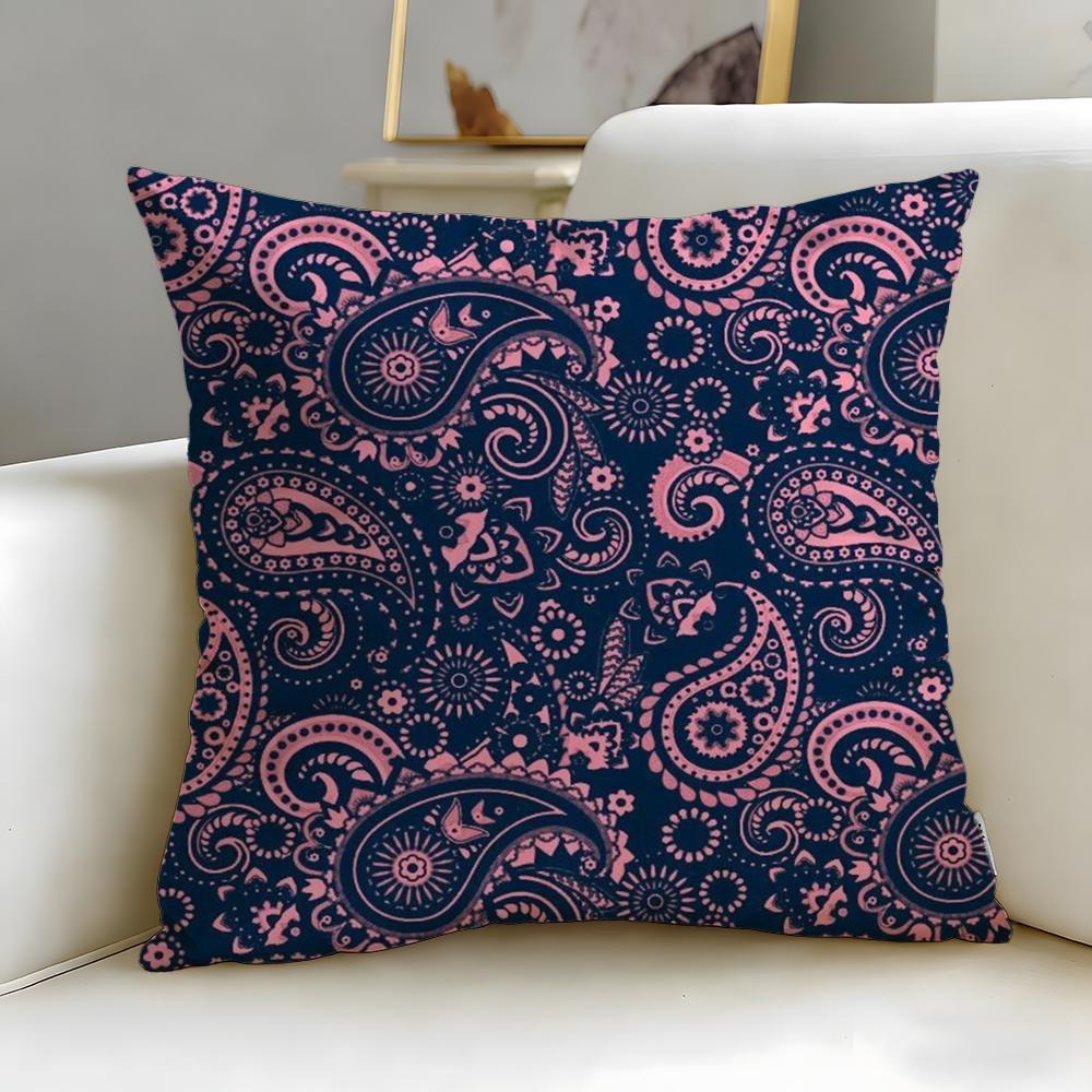 Trendy Ppaisleyed Cushion Cover Soft EasyWash Pillow Case Versatile for Couch Bed Travel and Office