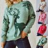 Kvinner Uformelt Juletrykk Langermet Genser Pullover