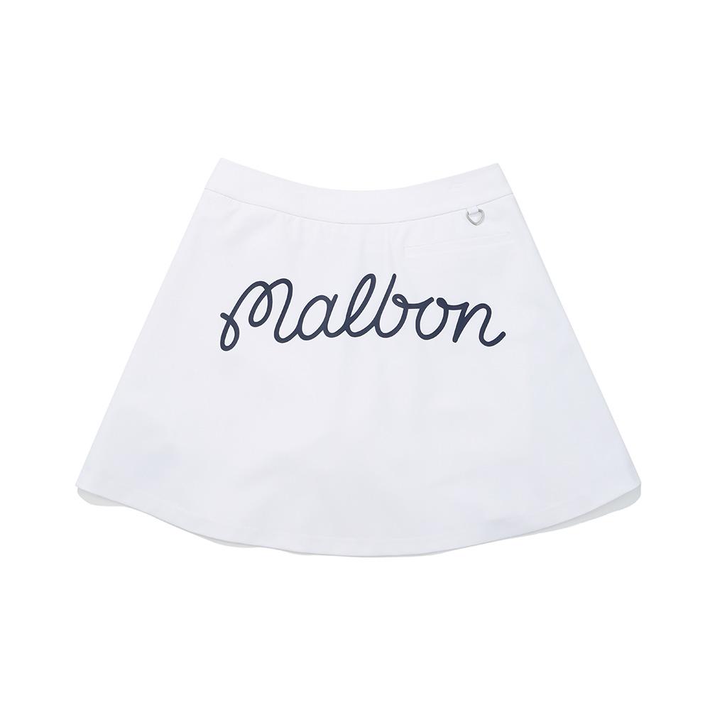 MALBON GOLF Partially Pleated Lettering Skirt Off White (Woman)