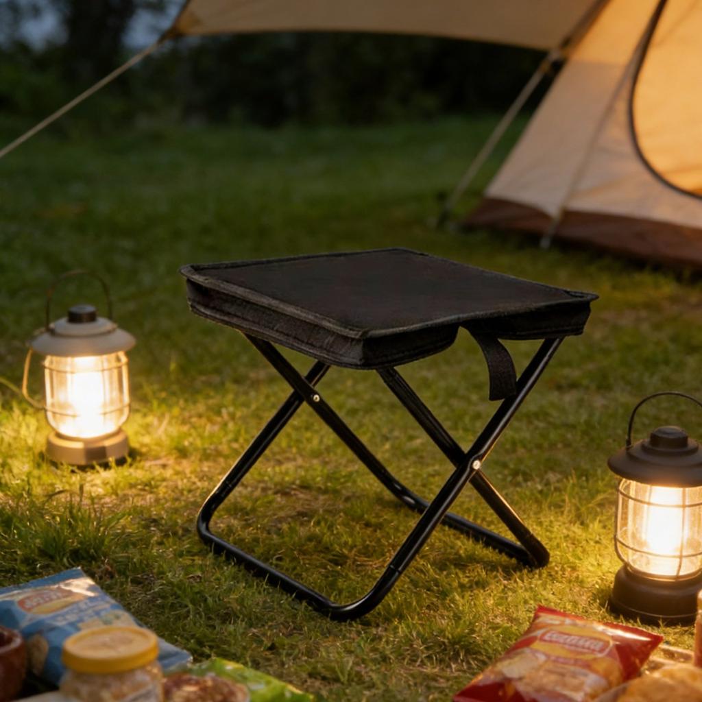 Portable Folding Stool Space-Saving Foldable Design Folding Camp Stool Mini Fishing Chair Sturdy Oxford Material For Campers