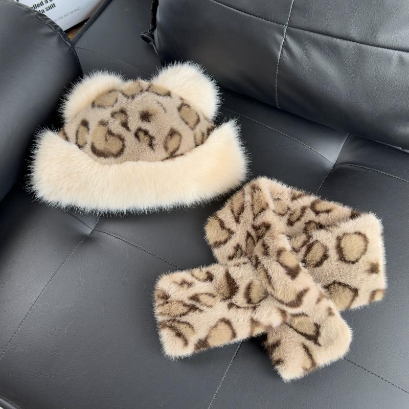 

Ретро леопардовый принт плюшевая монгольская шапка женская осенне-зимняя милая с медвежьими ушками утолщенная теплая из искусственного меха с защитой ушей шляпа-ведро hat circumference about 60cm