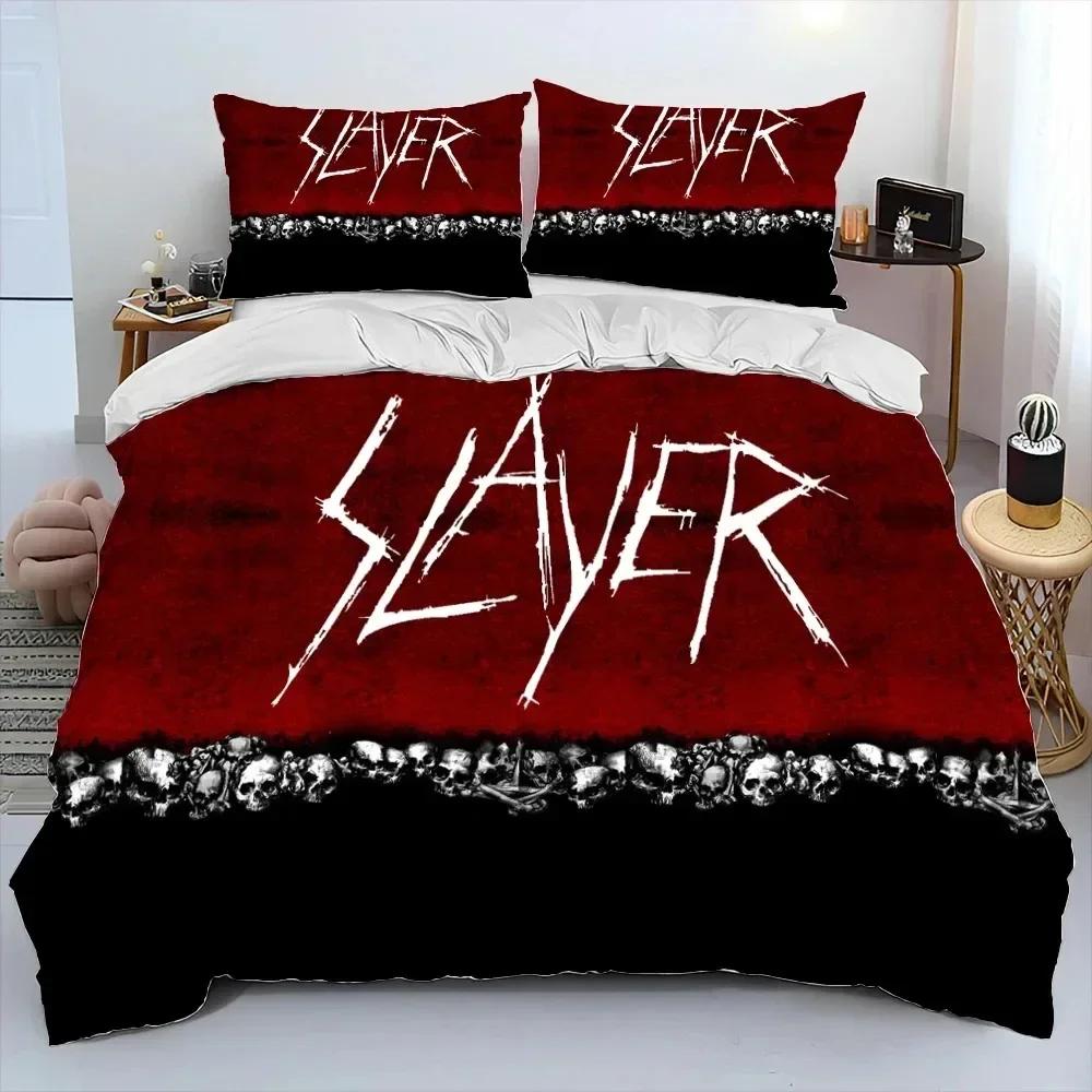 Slayer Heavy Metal Band Musik Bettdecke Bettwäsche Set Bettbezug Bett-Set Steppdeckenbezug Kissenbezug King Queen Size Bettwäsche Set Geschenk