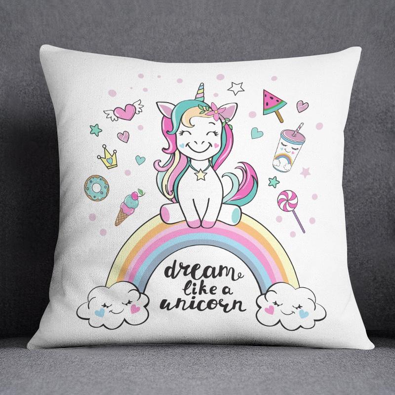 Cartoon Pink Unicorn Collection Pillow Gift Home Office Decor Pillow Bedroom Sofa Car Cushion Cover Pillowcase