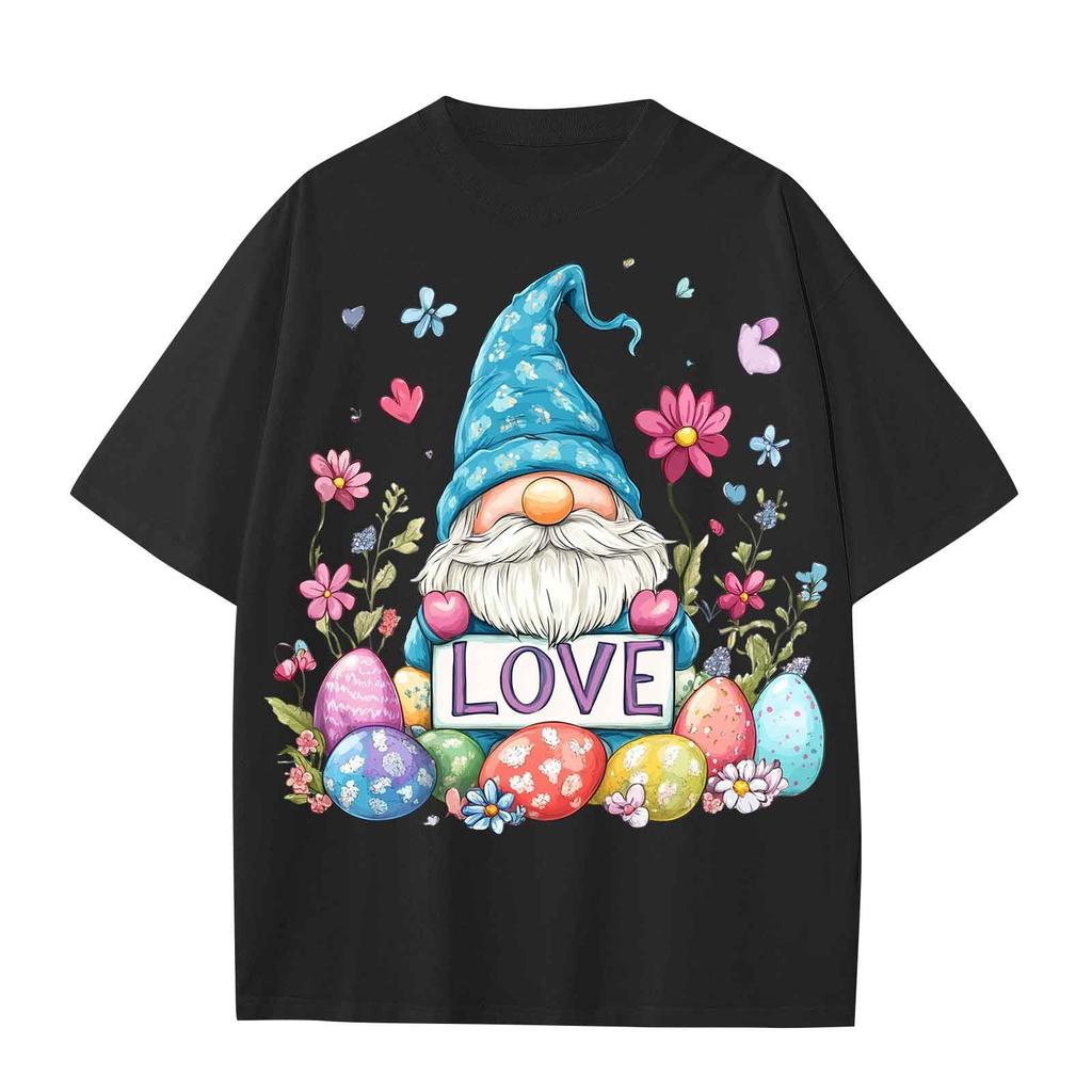 Boys And Girls Casual Loose Easter Print T-Shirt Round Neck Pullover Short Sleeve Top
