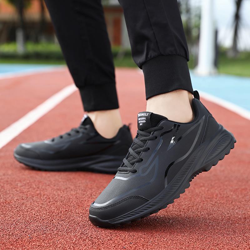 PU Leather Running Shoes Men's Casual Sneakers Fitness Trainers Waterproof Sports Shoes Soft Sole Sneakers