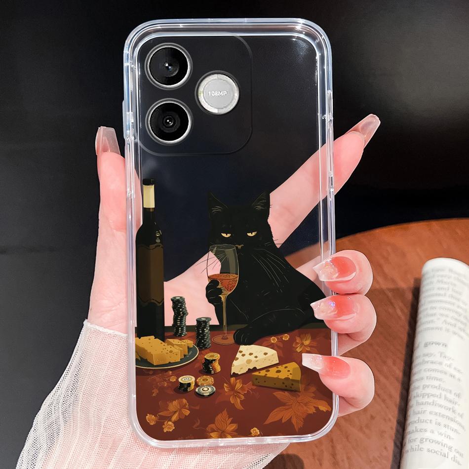 Phone Case For Honor 600 Lite 500 Smart 5G Cute Fish Bubble Phone Cover Soft Transparent Silicone Anti Slip Lightweight Funda