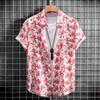 Flower Plants Print Men's Short-sleeved Shirt 3D Print  Single-breasted Shirt Fashion Summer Casual Vacation Button Down Blouse