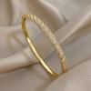 1A Stylish Twisted Half-circle Rhinestone Copper Bracelet, an Elegant and Versatile New Spring/summer Couple's Bracelet, Suitable for Daily Wear and
