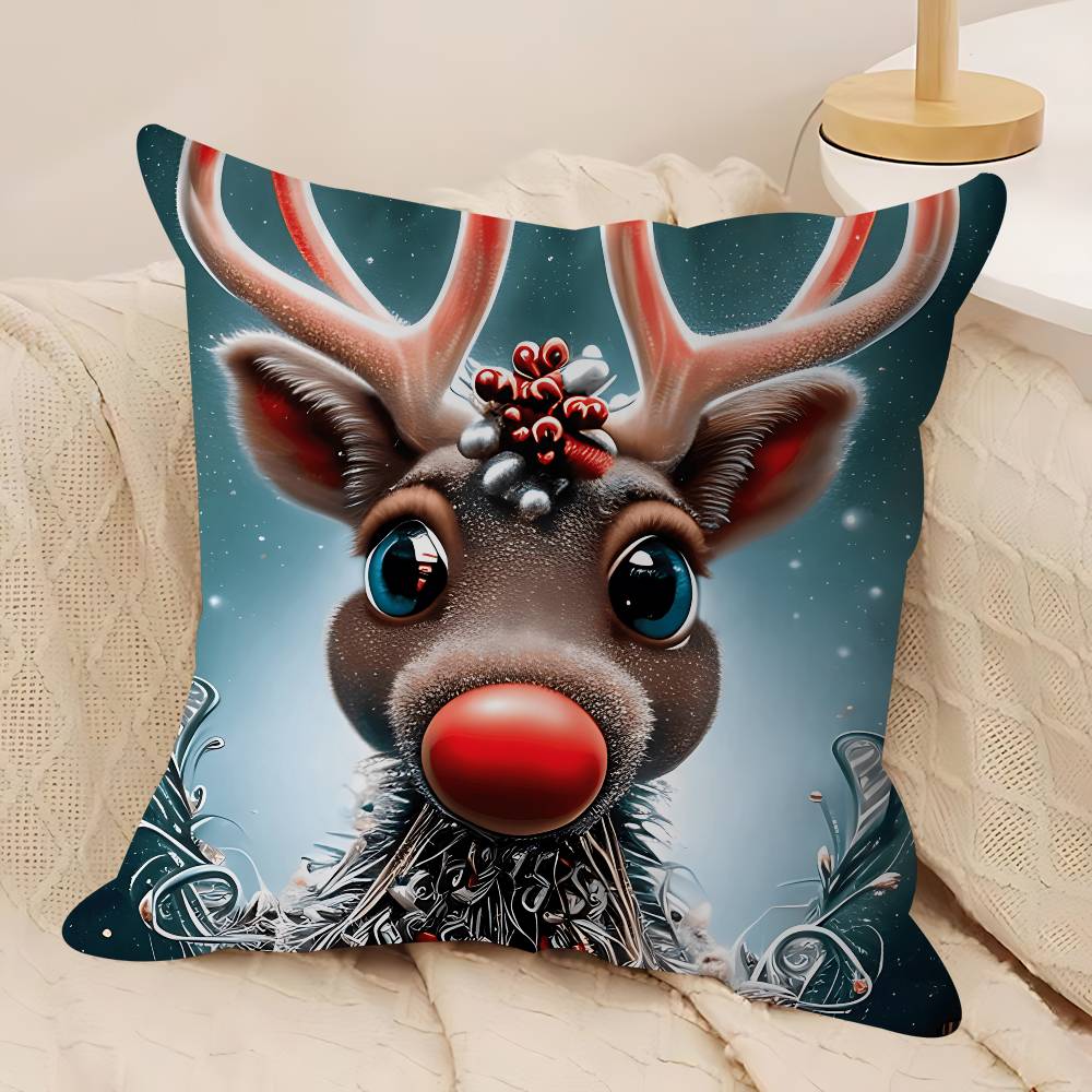 

Christmas R-rein-deer Cushion Cover Decorative Pillow Sofa Home Decor Case Pillow Cases 12x12Inch