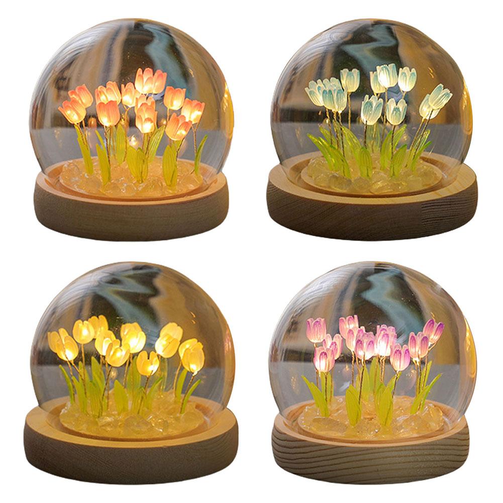 Artificial Tulip Flower Night Light Bedside Lamp LED Night Lamp Table Lamp Xmas Gifts for Women Mom Girlfriend