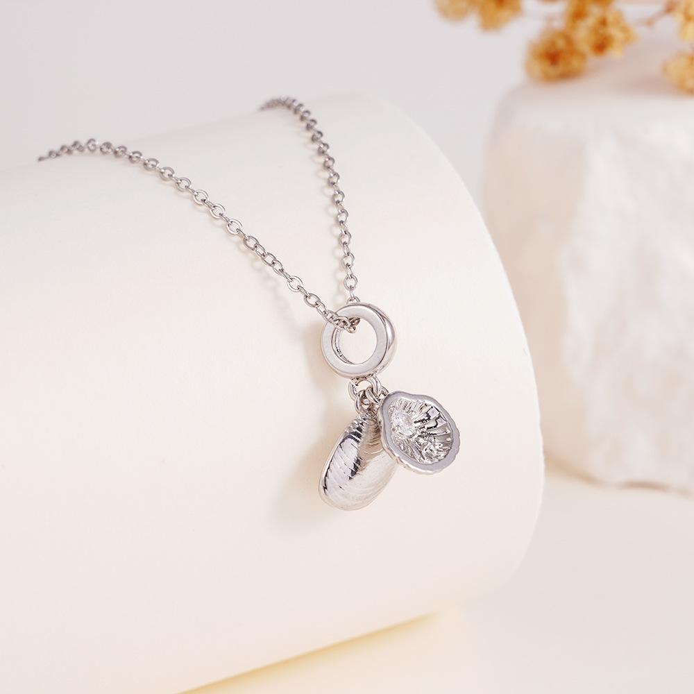 Sweet Cute Zircon Fish Shell Turtle Charms Necklaces for Women Girls Stainless Steel Chain Fashion Jewelry Accessories Gifts
