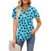 Women's Short Sleeve Casual V-neck Chest Pleated Printed Loose T-shirt Top