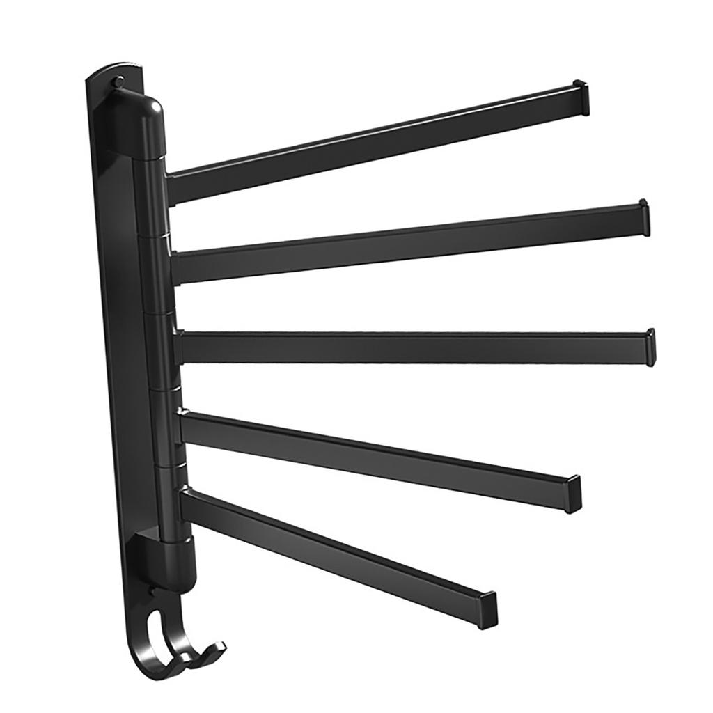 Swivel Towel Racks Stainless Steel Punch Free Wall Mount 5 Arms Rotation Towel Hanger Holder for