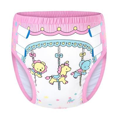 LittleForBig Adult Silky Training Pants (Circus) - Absorbent, Leak-Resistant, Breathable, Comfortable with a Stretch Waist, Washable, Pink, Medium