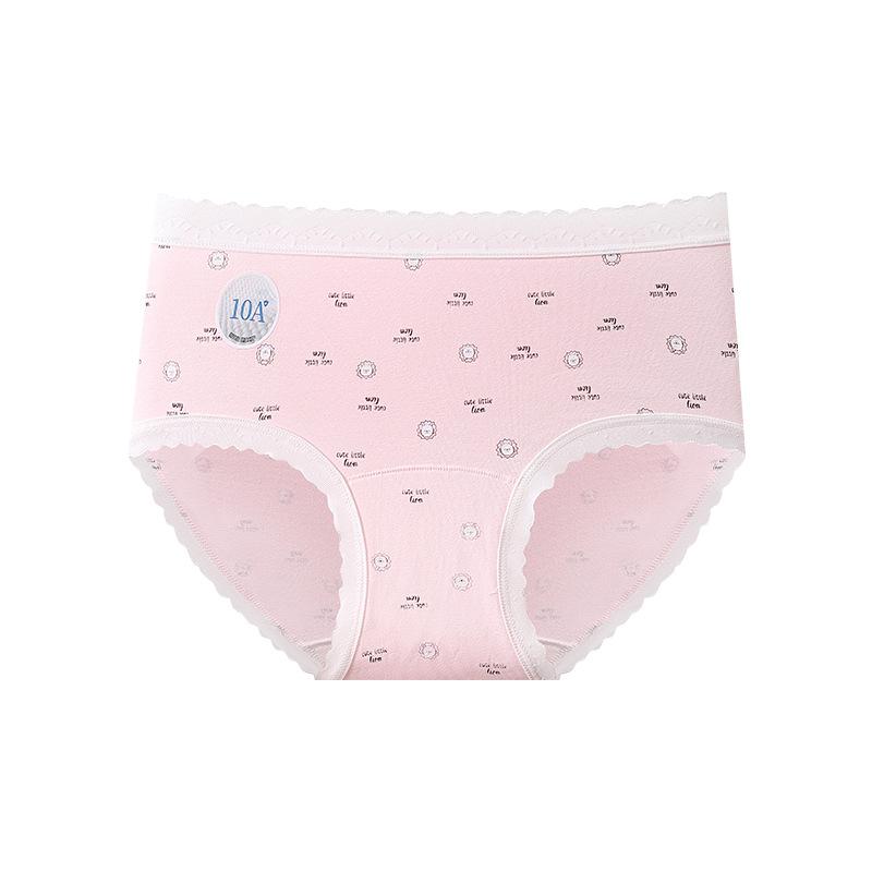 Girl Spring Print 10A Antibacterial Extended Crotch Stretch Non Mark Waist Triangle Briefs