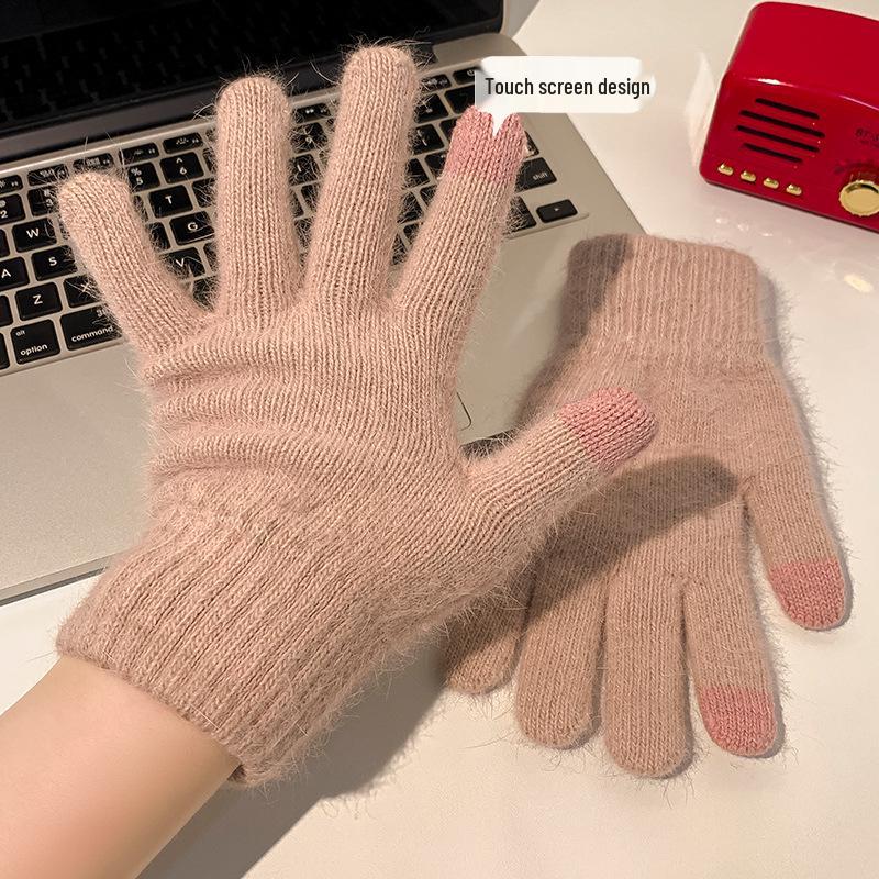 Korean Winter Touchscreen Knitted Gloves - Stylish Windproof Warmth for Women and Students